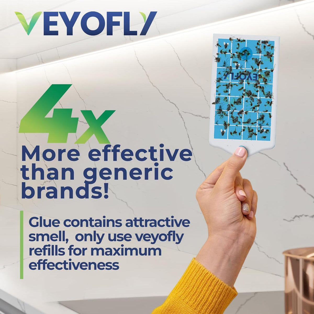 VEYOFLY Fruit Fly Traps for Indoors, Fly Trap Indoor, (2 Device + 6 Refills) Fly Catcher Indoor