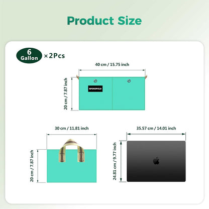 2 Pcs 6 Gallon Rectangle Grow Bags for Growing Potatoes, PE Pots Potato Pots Growing Containers
