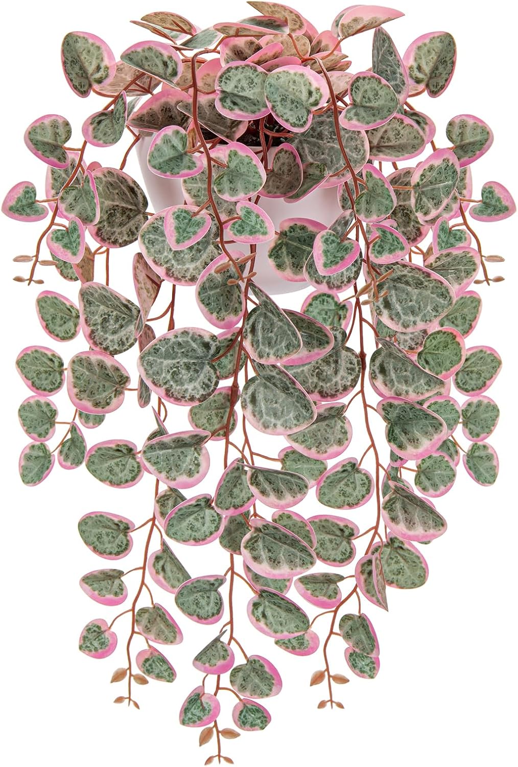 Briful Faux Hanging Plants 17'' Artificial String of Heart Vines with Semicircle Wall Mount Planter