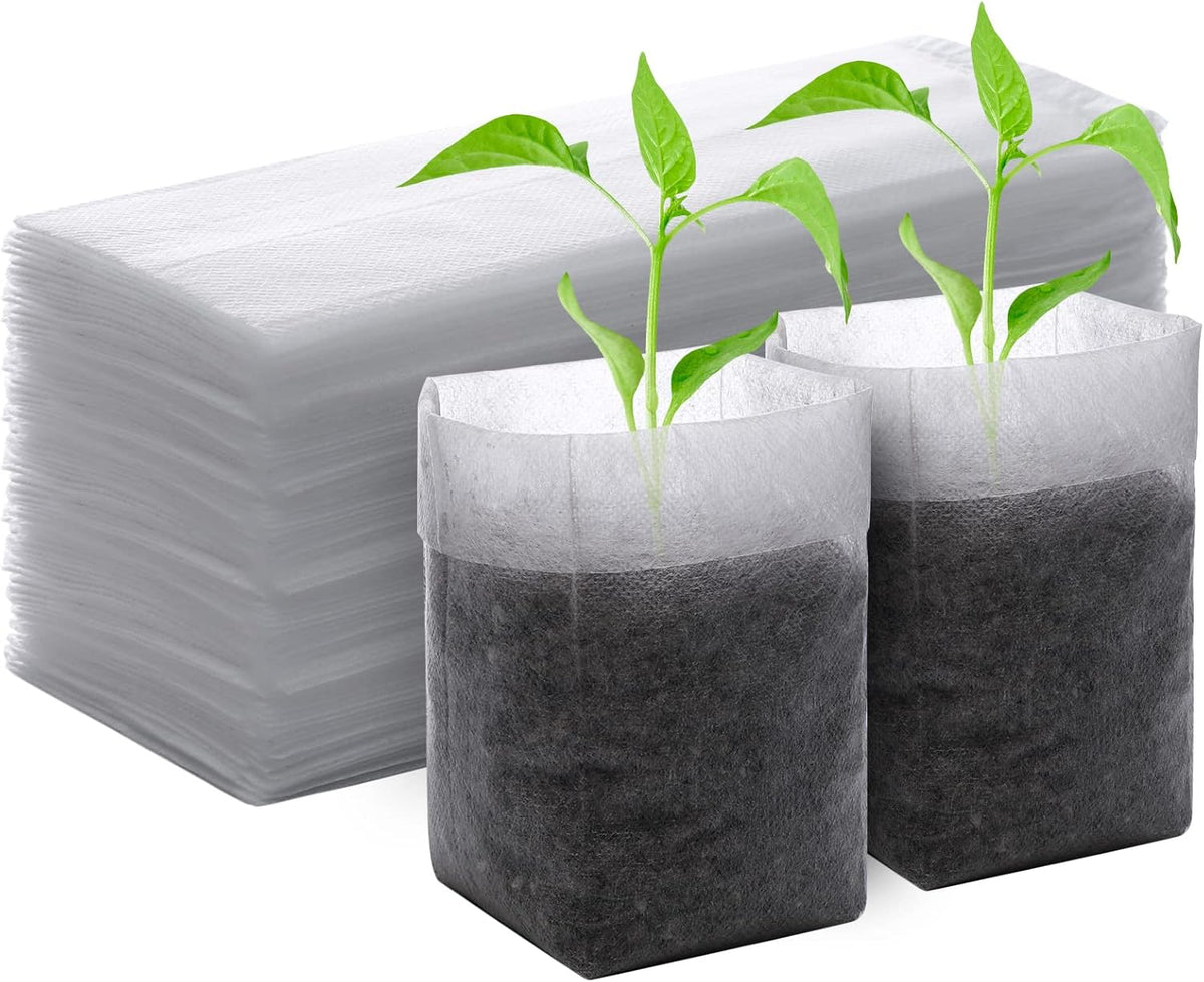 GREANER Biodegradable Seed Nursery Bags - 6.6x7.8 inches, 100PCS Non-Woven Plants Grow Bags for