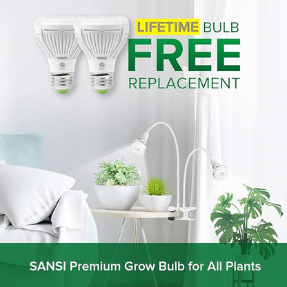 SANSI LED Grow Lights for Indoor Plants, 300W Full Spectrum Clip-on Gooseneck Grow Light with