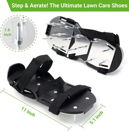 Lawn Aerator Shoes for Grass – Pre-Assembled Aerator Shoes with Anti-Slip Straps, Metal Reinforced