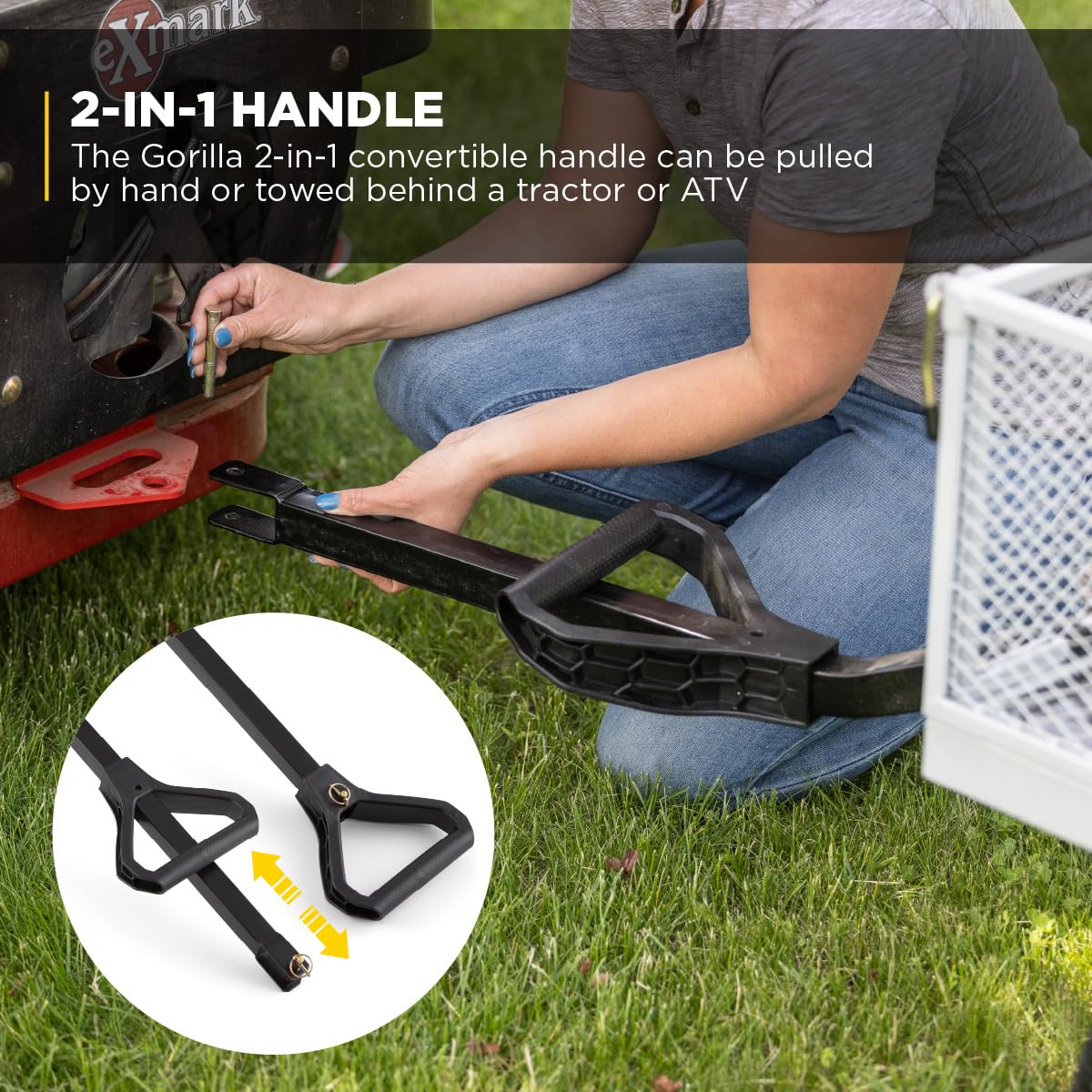 Gorilla Carts GOR1001-COM Steel Utility Cart, Heavy-Duty Convertible 2-in-1 Handle and Removable