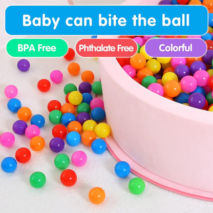 Ball Pit Balls for Kids, Plastic Refill 2.2 Inch Balls, 100 Pack, Bright Colors, Phthalate and BPA
