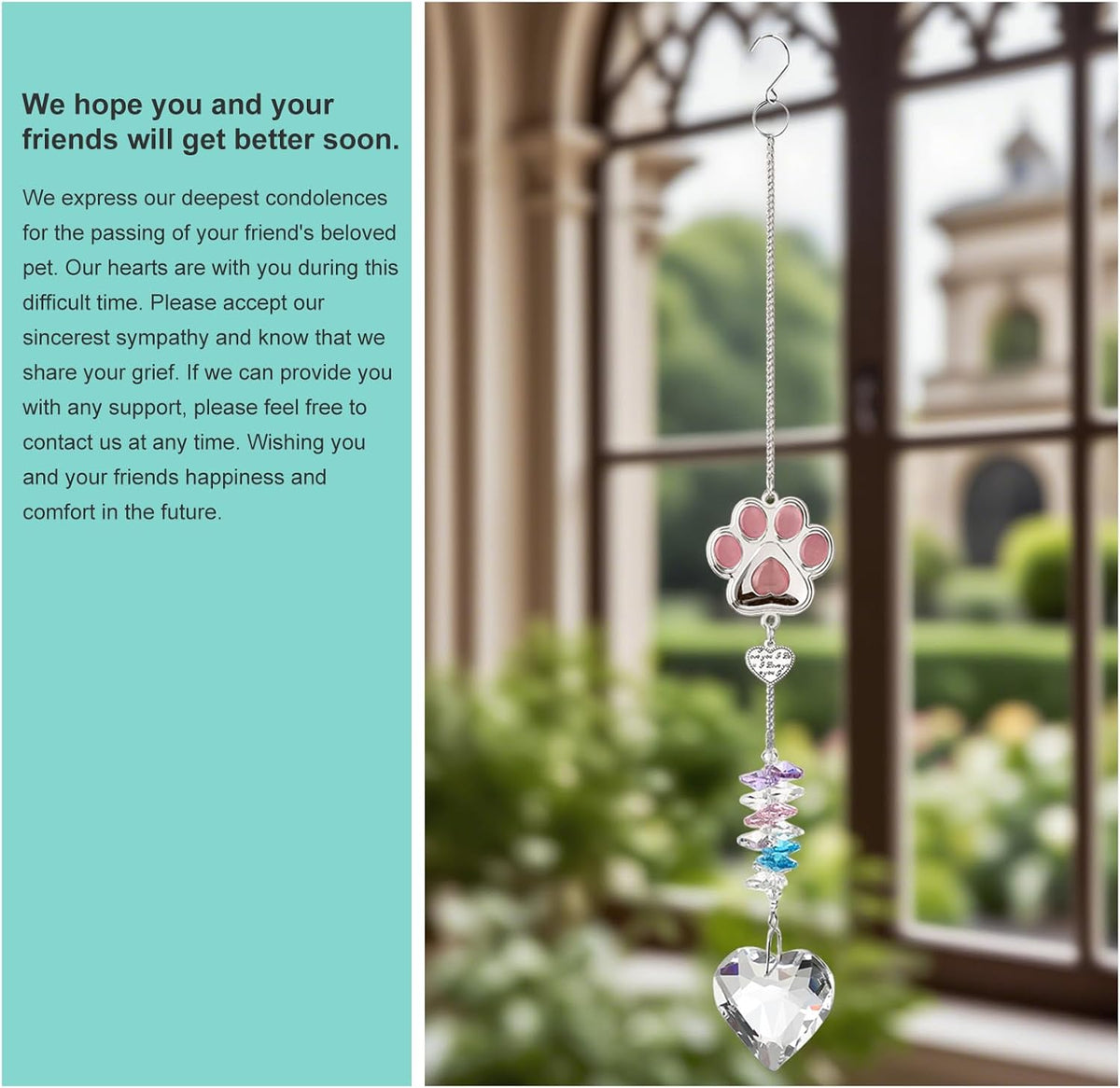 Funoasis Unique Gifts Crystal Suncatcher Dog & Cat Memorial Gift for Loss of Pet Window Hanging