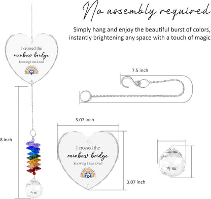 Pet Memorial Suncatcher Dog Cat Loss Sympathy Gift - Rainbow Crystal Prism - Bereavement Keepsake