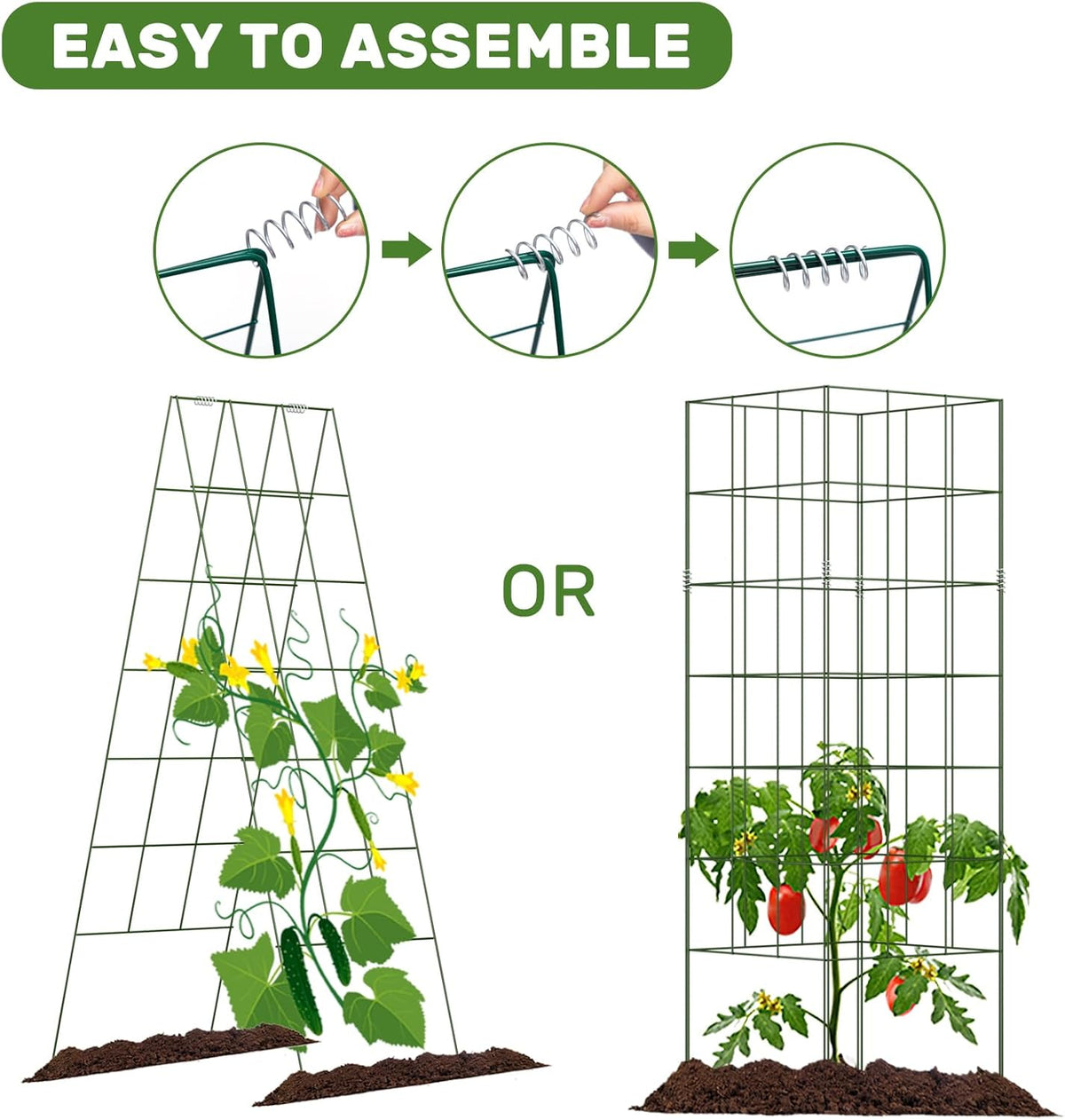 DOEWORKS Cucumber Trellis, 56" High Foldable A Frame Garden Trellis, 2 Pack, Plant Support for