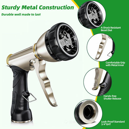 ARXIVE Metal Garden Hose Nozzle, Heavy Duty High Pressure Hand Sprayer