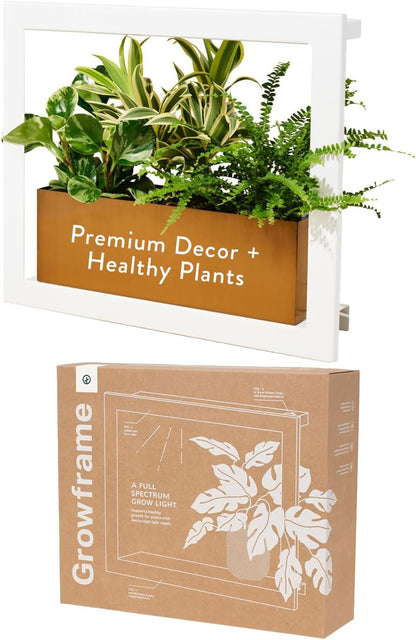 Modern Sprout Smart Growframe Wall Mounted LED Grow Light with Shelf -White