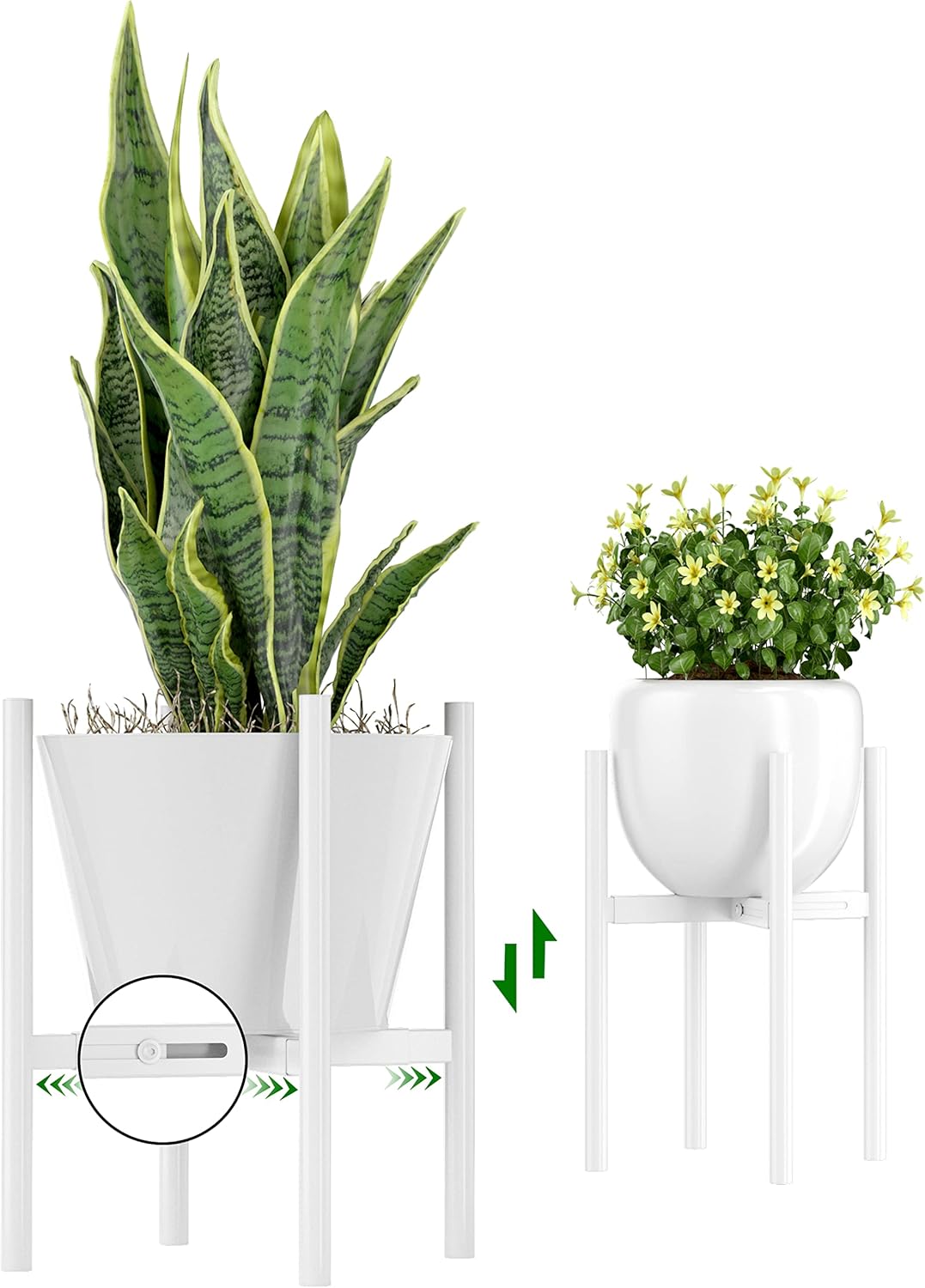 EKNITEY Adjustable Plant Pot Stand: Indoor Outdoor Modern Flower Holder Metal Plant Rack Organizer