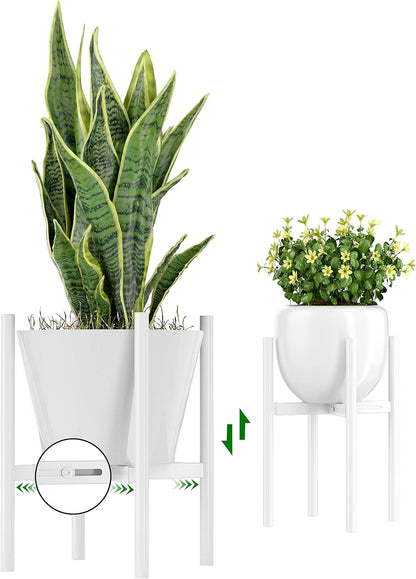 EKNITEY Adjustable Plant Pot Stand: Indoor Outdoor Modern Flower Holder Metal Plant Rack Organizer