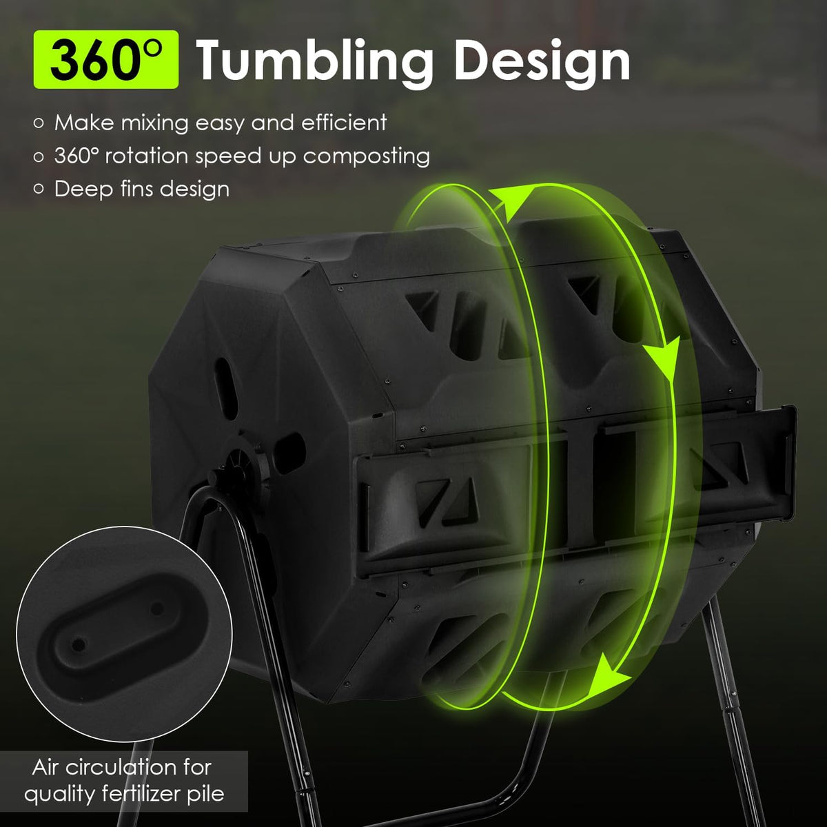 43 Gallon Compost Bin Outdoor Tumbling Composting Bins Compost Tumbler Bucket Trash Can w/Dual