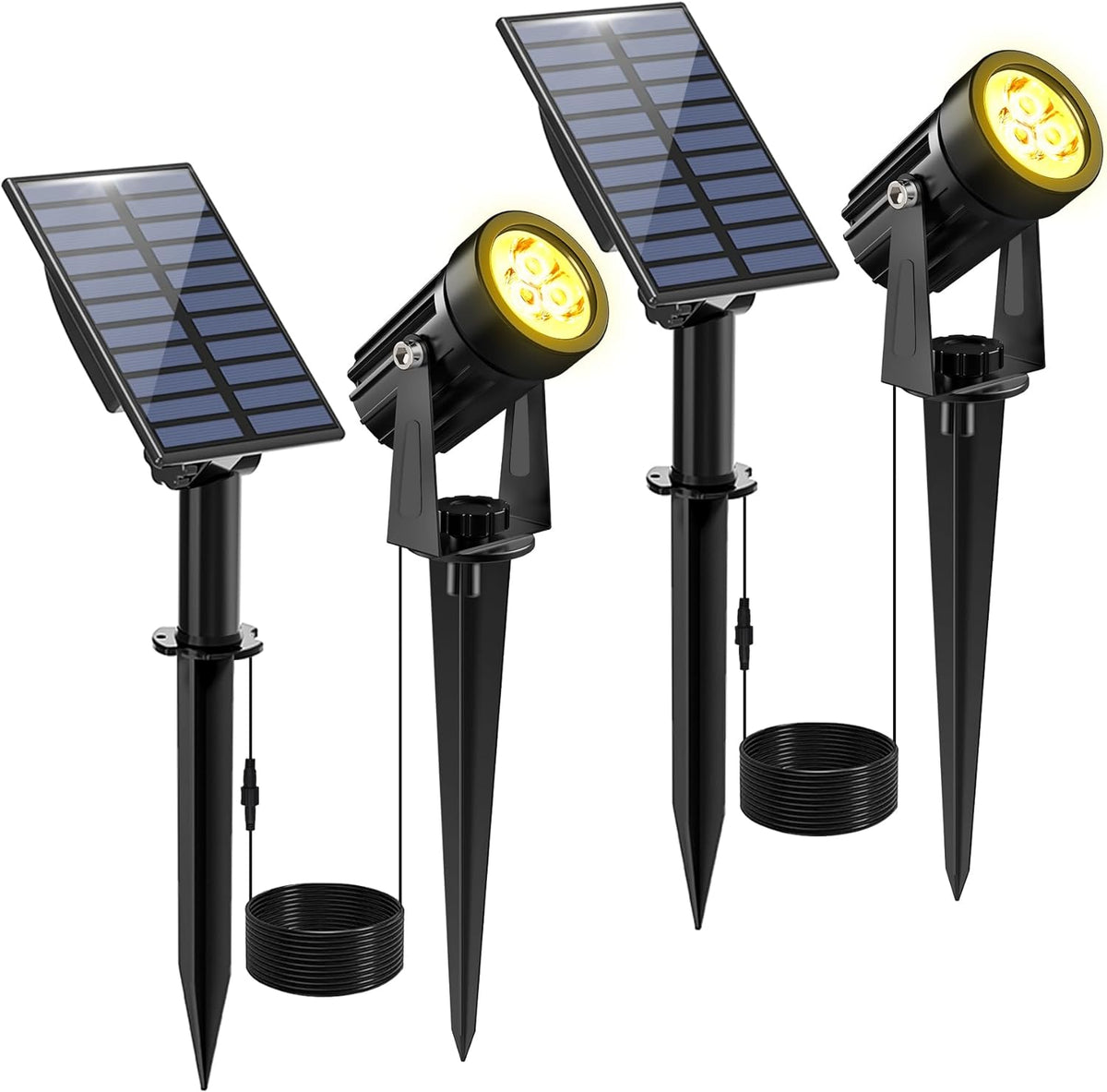 Solar Spot Lights Outdoor, 2 Pack Solar Landscape Spotlights IP65 Waterproof 9.8ft Cable, Auto