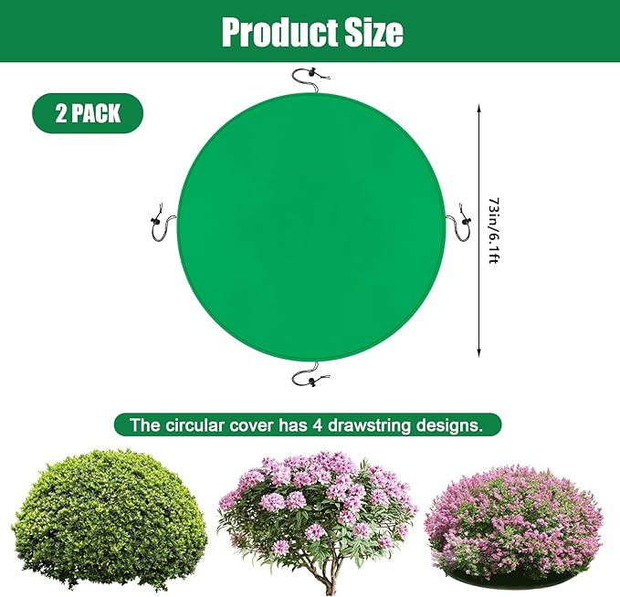 NNG 2PCS 6.1ft Dia. Round Winter Plant Covers Reusable Tree Freeze Protection with Drawstring
