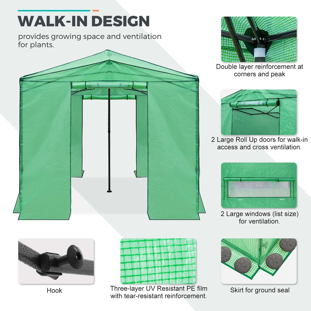 EAGLE PEAK Instant Pop-up Greenhouse, Indoor Outdoor Plant Gardening Green House, Roll-Up Zipper