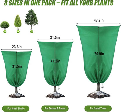 6 Pack Plant Frost Protection Covers – Mixed Sizes 23.6x31.5, 31.5x47.2, 47.2x70.9 – Reusable