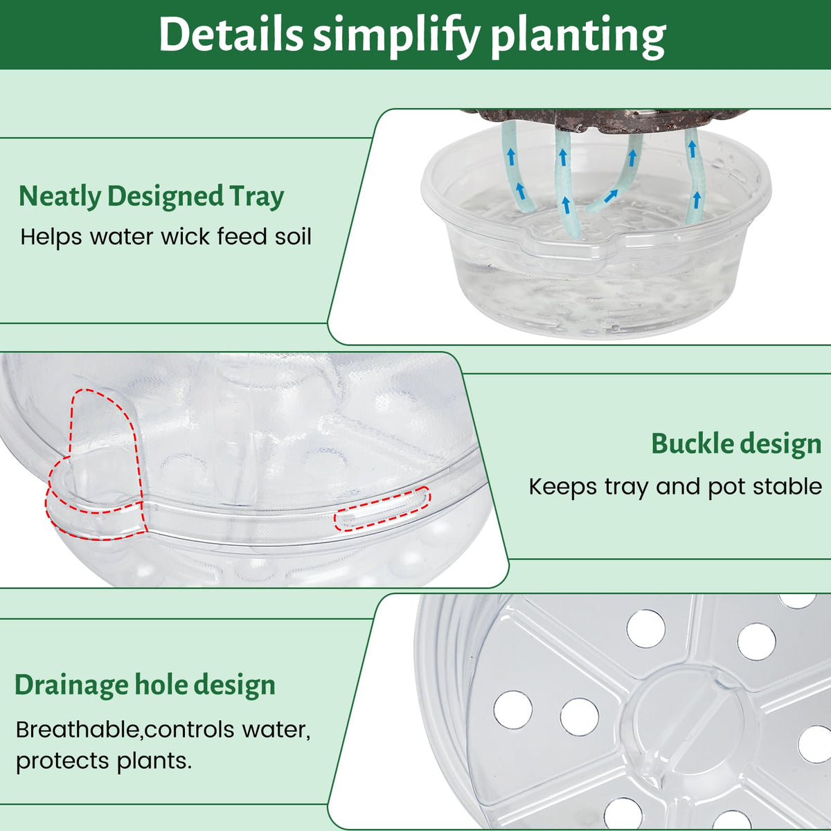 Bluepro Self Watering Pots for Indoor Plants, 4/5/6.5 Inch, 18-Pack