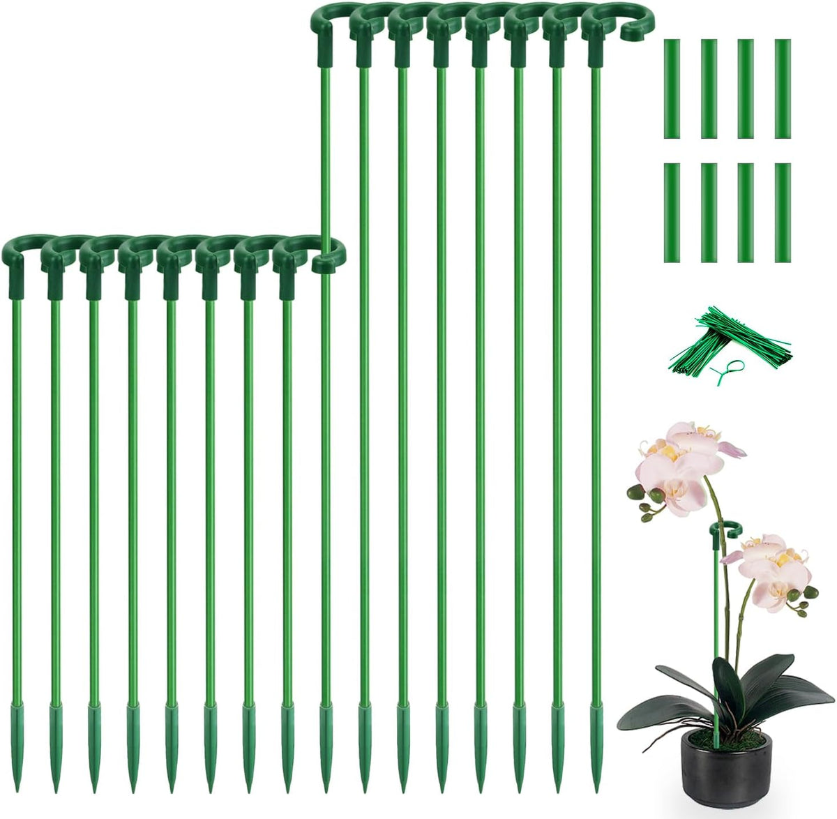 Invisible Plant Sticks 17 inch &11 inch SupKing 16Pcs Orchid Stakes with Clips for Support Small