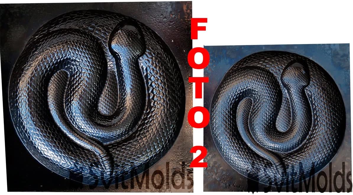 SvitMods Mold Snake DIY Statue for Garden Black ABC Plastic Concrete Cement Mould Rattlesnake