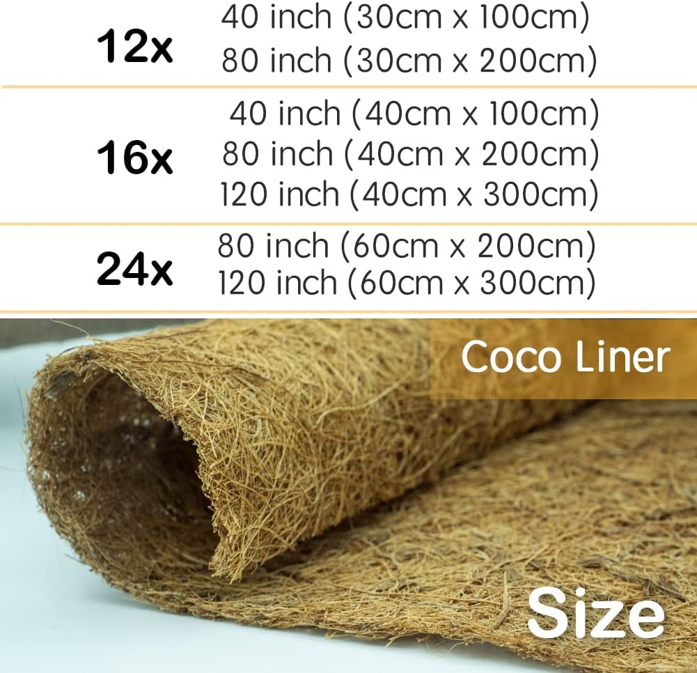 Coco Liner Roll, Yarrdfir 12x120 inch Natural Coconut Liners for Planter Flower Basket, Reptile