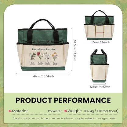 Personalized Garden Tools Set for Women: Custom Text Garden Tool Bag and Garden Shovel & Transplant