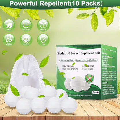 Mouse and Mice Repellent Indoor Outdoor, 10 Packs Moth Balls, Peppermint Balls for Rodent