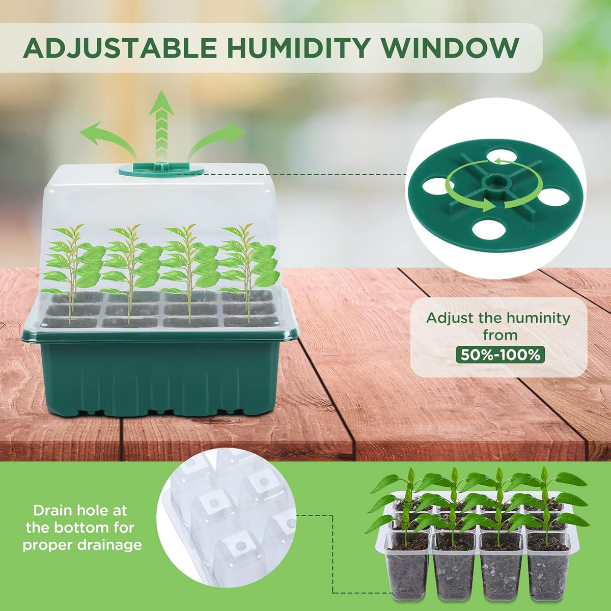 Seedfactor 7-Pack Seed Starter Tray with Heat Mat (12 Cells per Tray), Plant Germination Trays with