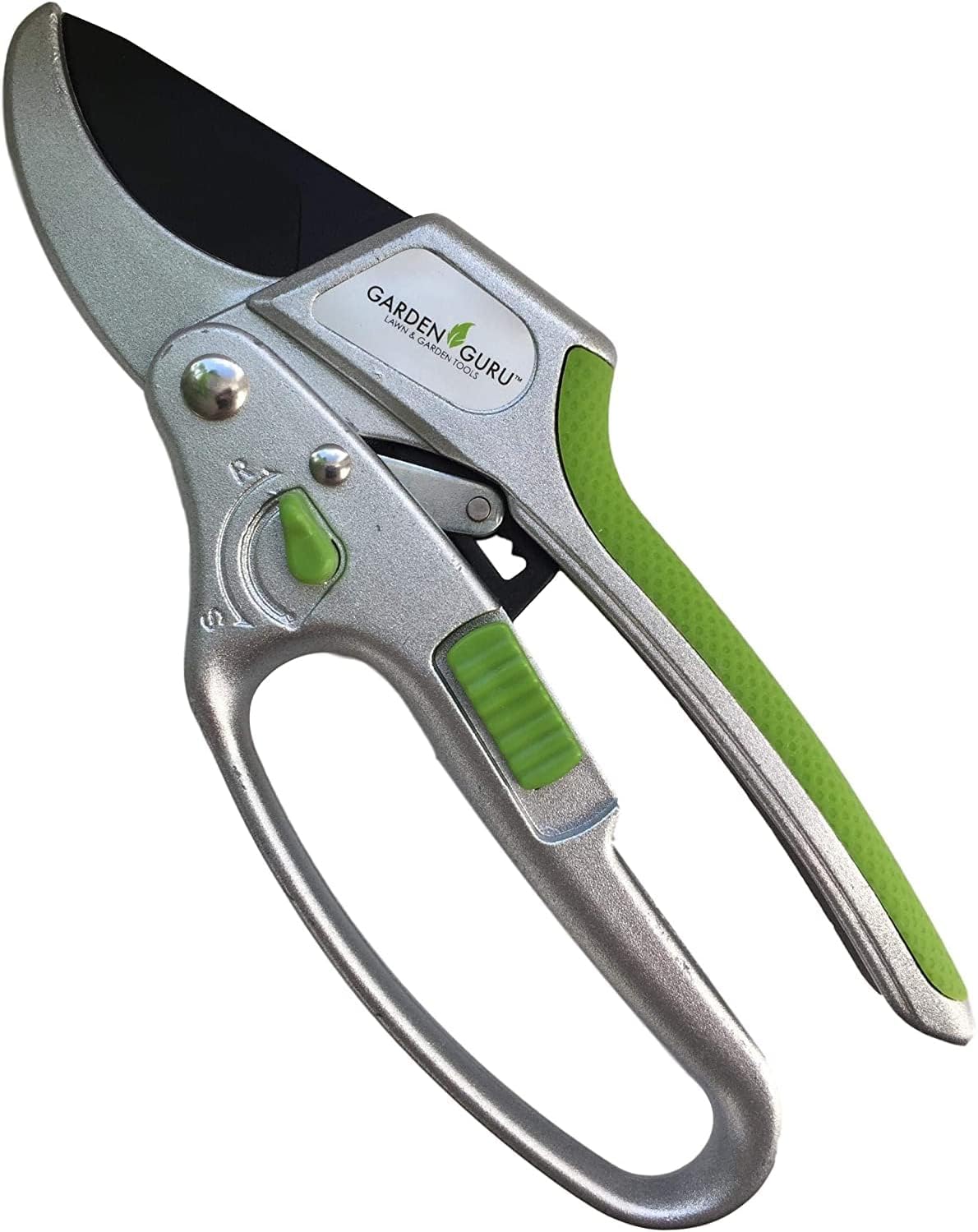 GARDEN GURU 2 in 1 Ratchet Pruning Shears Clippers – 4X Cutting Power – Ratcheting Garden Anvil