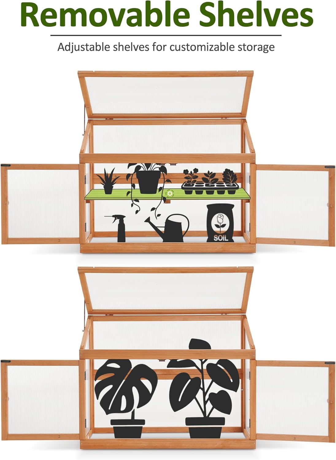 MCombo 2-Tier Wooden Cold Frame Garden Greenhouse Raised Flower Planter Shelf Bed Protection