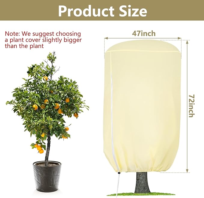 2 Pack Rounded Top Plant Covers Freeze Protection for Winter, Plant Covers for Winter, 47" X 72"