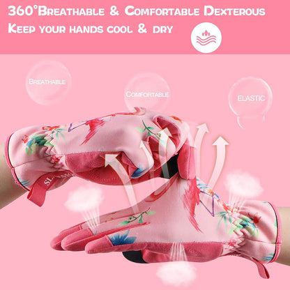Leather-Gardening-Gloves for Women,Thorn-Proof Work-Gloves for Weeding,Digging,Planting,Pruning