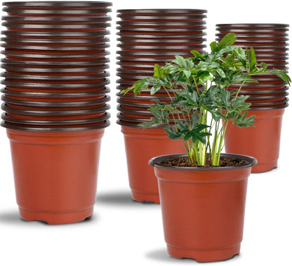 Augshy Nursery Pot, 75 Pcs 4", 5", 6" Plastic Plant Nursery Seed Starting Pots for Indoor Outdoor