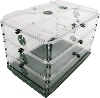 EarlyGrow 95457 24" x 15" x 16.75" Domed Propagator, Green, 3 Side Extenders and Locking Clip Set