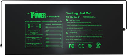 iPower 48” x 20.75” Seeding Heat Mat Upgraded Carbon Film Indoor Warm Hydroponic Plant Germination