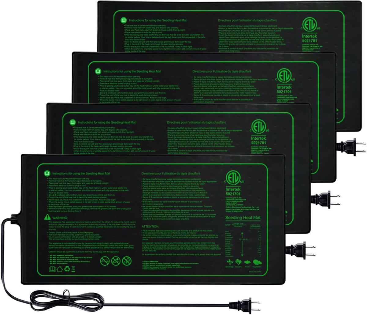 Upgrade Version 4PK Seedling Heat Mat with ETL Listed,Warm Hydroponic Heating Pad for Seed
