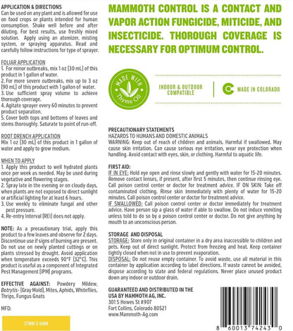 Mammoth Control - Concentrated Miticide, Fungicide and Insecticide - Made with Thyme Oil (1 Gallon)