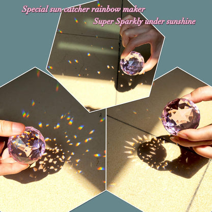 Gazing Ball Spiral Tail with Pink Crystal Orb | Sparkling Wind Spinner Stabilizer, Sun Catcher
