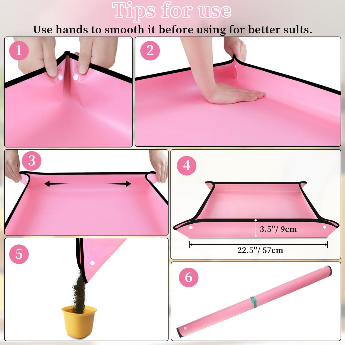 SupKing Repotting Mat for Indoor Plant Transplanting 29.5"x 29.5" Pink Garden Mat for Plant Lovers