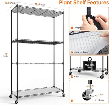 Bstrip Plant Shelf with Grow Lights, 4-Tier Grow Light Shelf with 30W T5 Full Spectrum Grow Lights