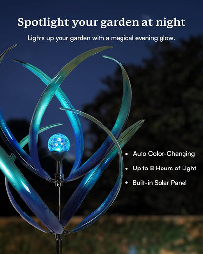 82 inch Wind Spinners Outdoor - Extra Large Outdoor Metal Wind Sculptures Spinners with Solar