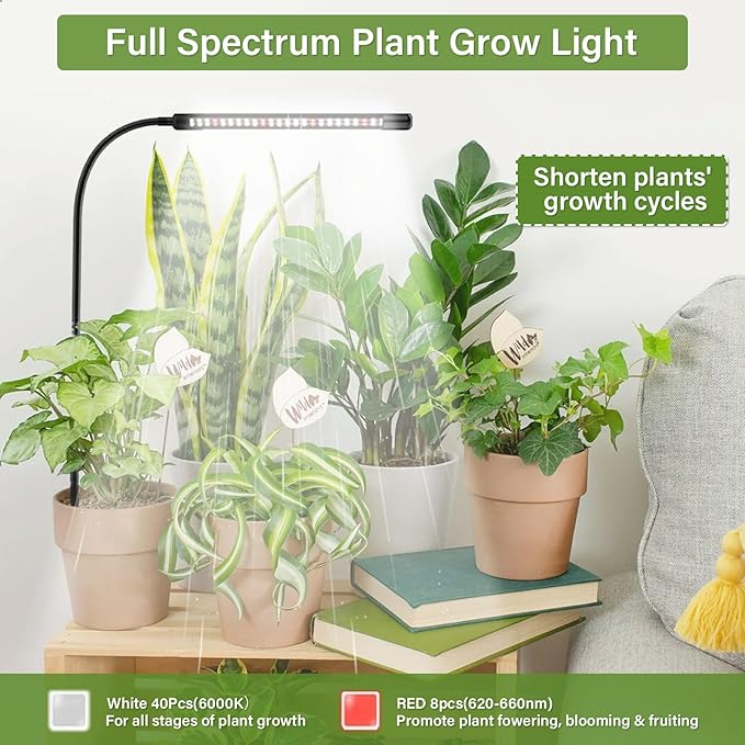 Grow Lights for Indoor Plants, 6000K Full Spectrum Plant Growth Light, Plant Lights for Indoor
