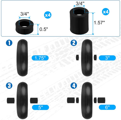 4.00-6 Flat Free Wheelbarrow Tires and Wheels, 13 Inch Wheelbarrow Tires with 5/8" or 3/4"
