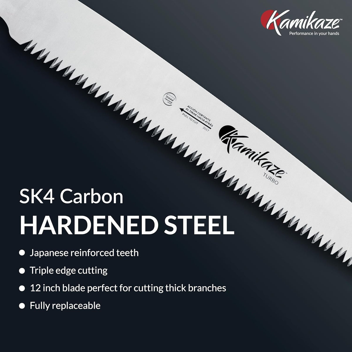 EZ Kut Kamikaze Straight Blade Pruning Saw – 18" Heavy Duty SK5 Carbon Steel – Japanese Pull-Cut