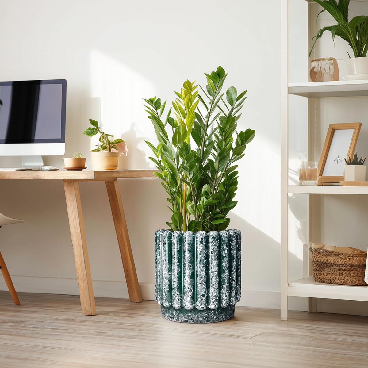 12 Inch Pots for Plants - Ceramic Indoor Planters with Drainage Hole, Decorative Large Planters for