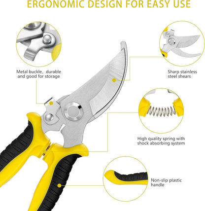 5 pack Garden Pruning Shears Stainless Steel Blades, Handheld Scissors Set with Gardening