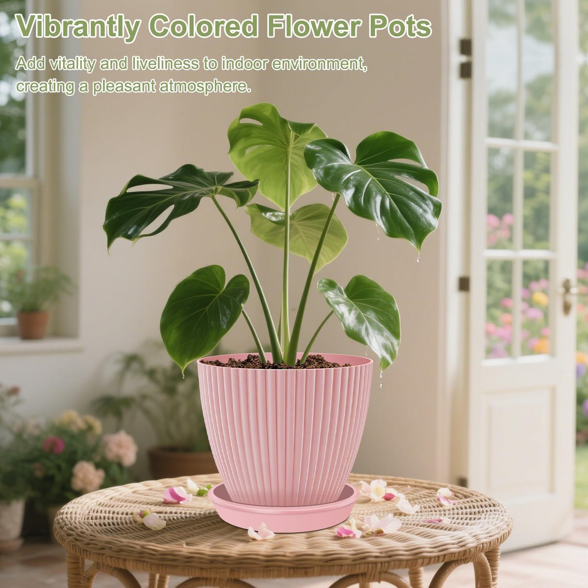 SupKing Plant Pots with Drainage Saucers 7.5/6.7/6/5/4/3.5 Inch Set of 6,Plastic Flower Pots