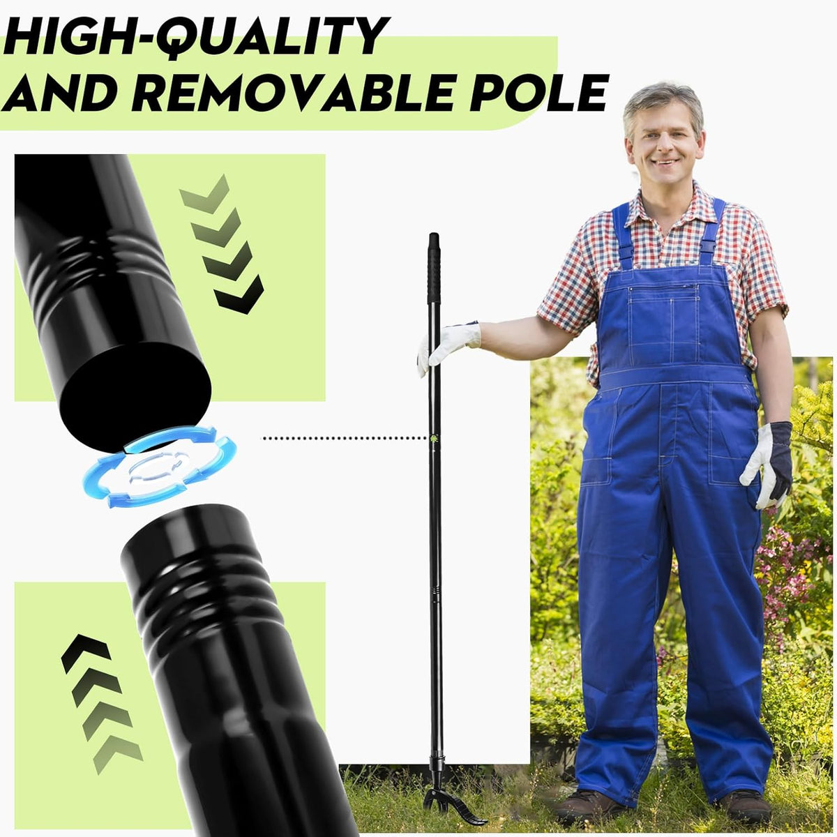 Manual Weed Puller Tool - Reinforced 4-Claw Steel Head - Updated Version Efficient Weed Remover