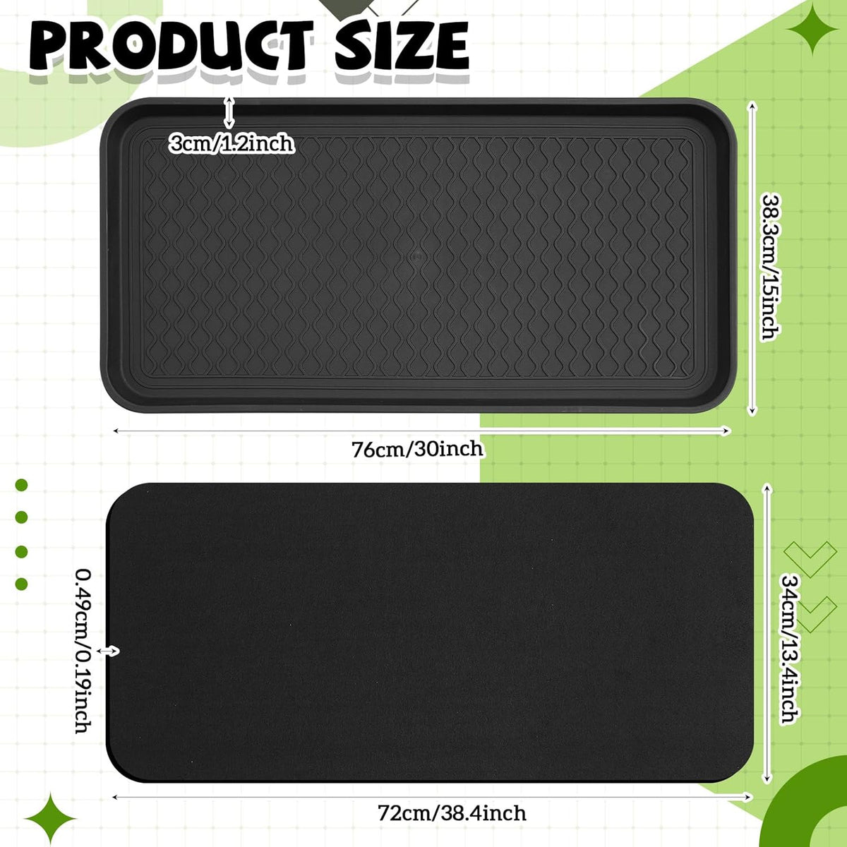 Vesici 1 Set/2 Pcs Large Self-Watering Plant Trays (30"x15") and 3mm Capillary Mat-Automatic