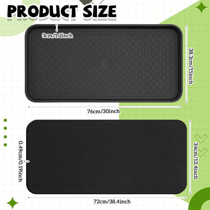 Vesici 1 Set/2 Pcs Large Self-Watering Plant Trays (30"x15") and 3mm Capillary Mat-Automatic