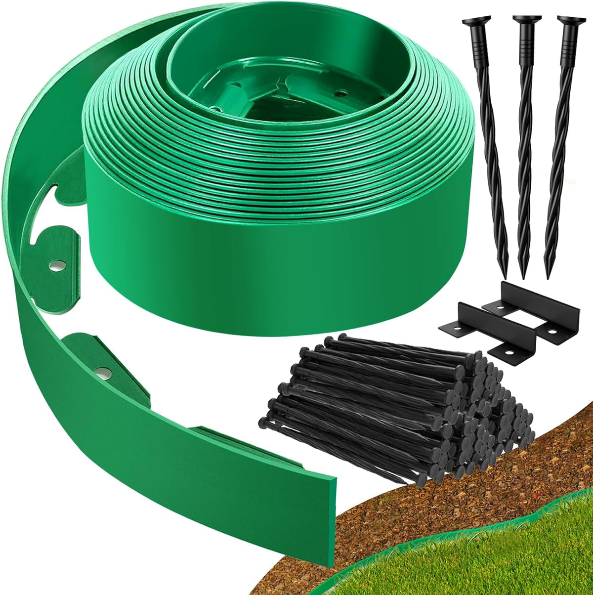 Landscape Edging - Garden Edging Border 20FT 4IN Tall with 30 Stakes, No Dig Lawn Edging for
